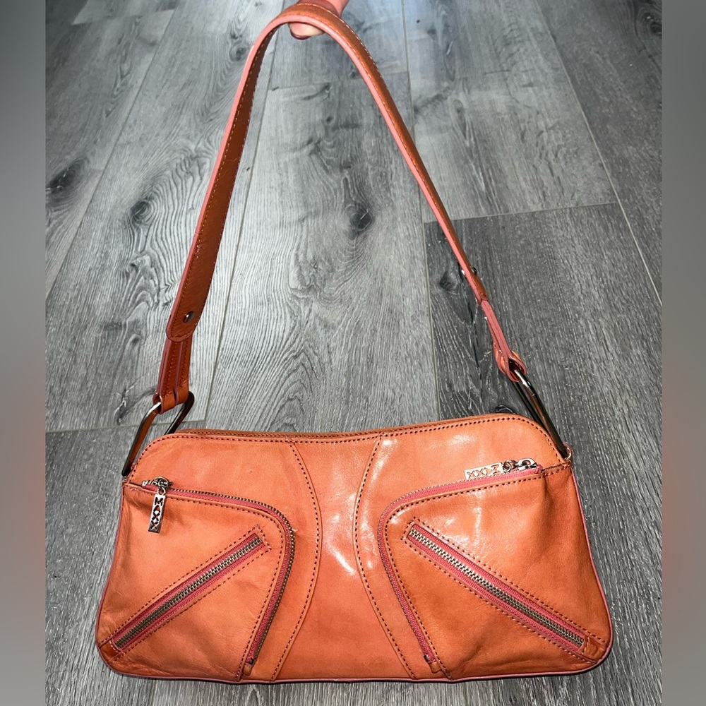 Maxx NY Y2K Peach Coral Pink Super Soft Supple Leather Shoulder Handbag Purse